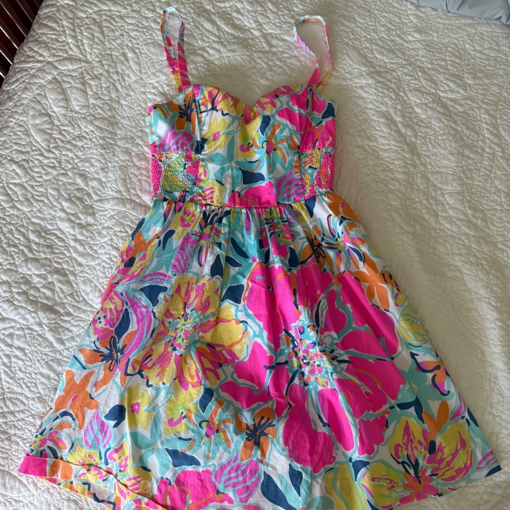 Lilly Pulitzer Christine Fit & Flare Dress Besame Mucho Floral Pockets Size 0